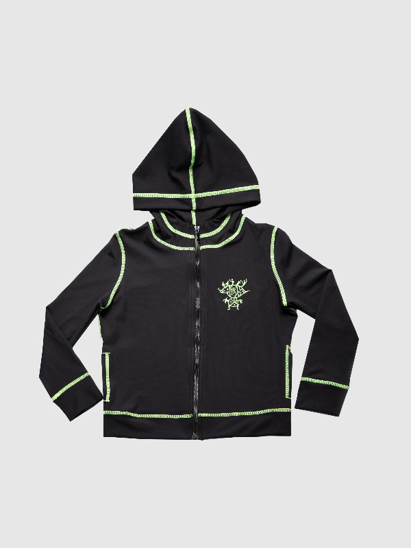 Kids-Fashion Contrast drawstring hooded jacket