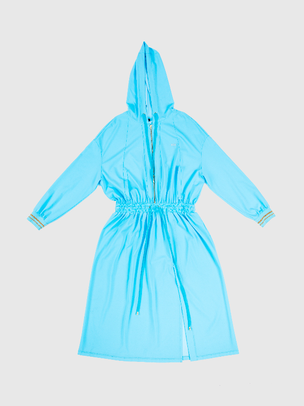  Longline Shirt with Hood and Drawstring Waist