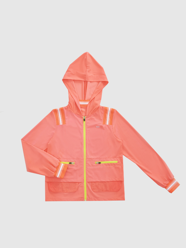 Colored-zip slim fit hooded jacket