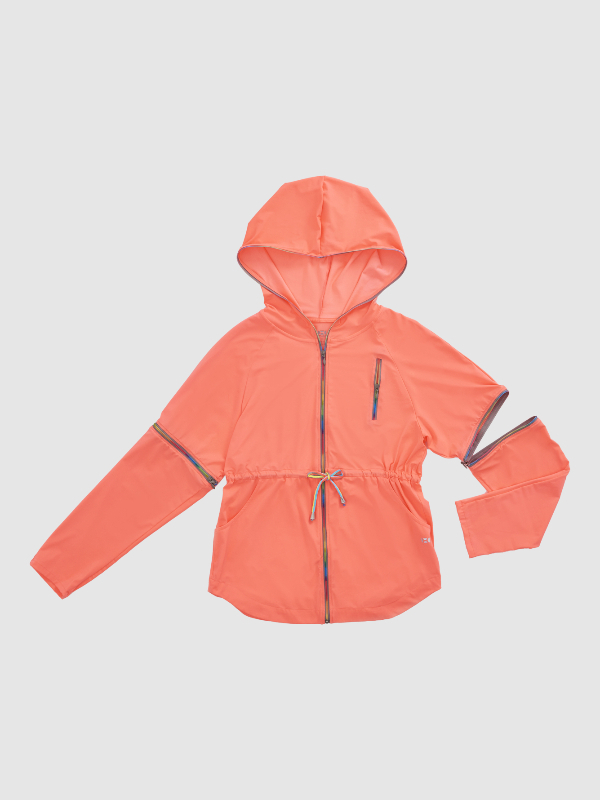 Colored-zip slim fit hooded jacket